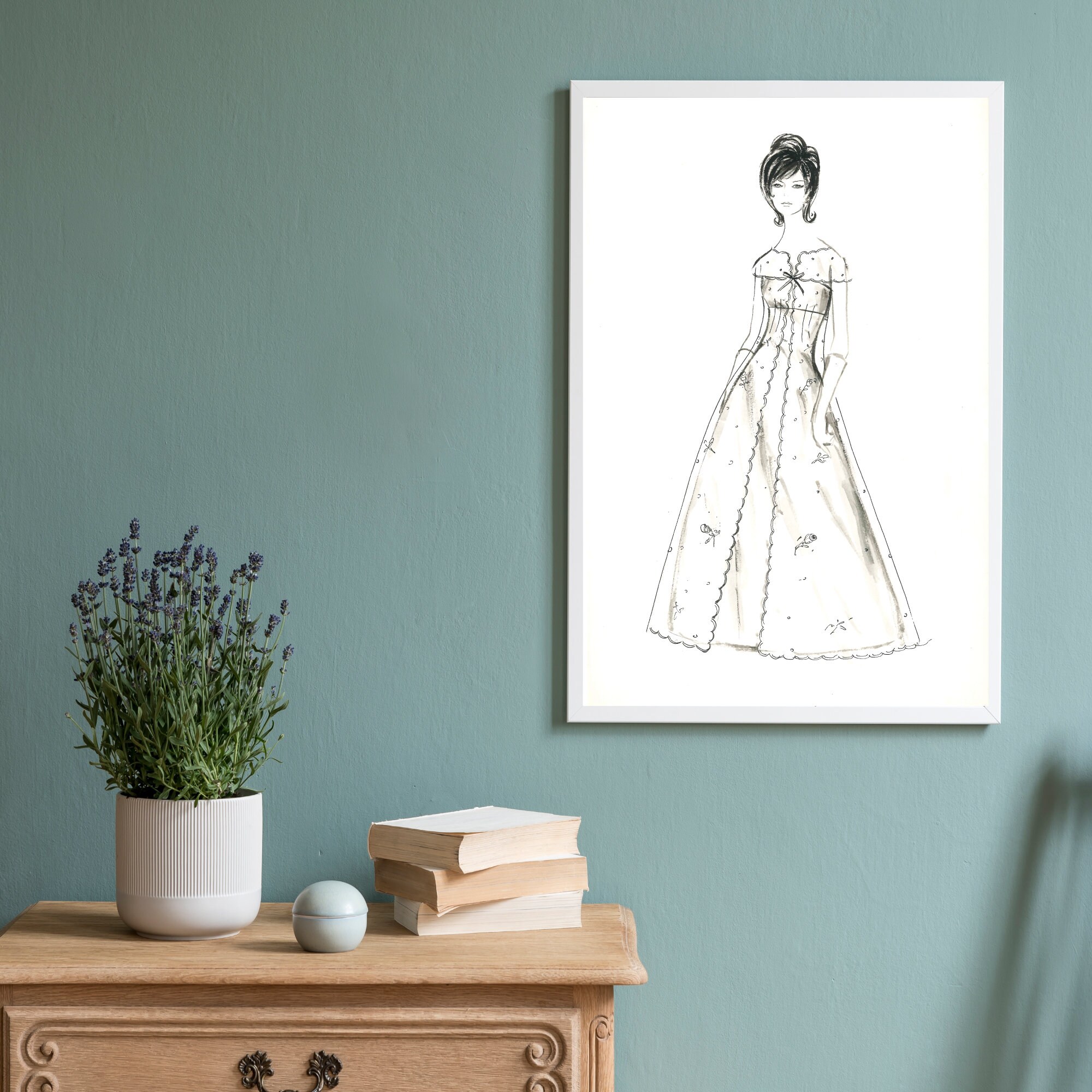 Vintage 1950s Fashion Illustration Printable Art | Digital