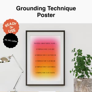 Grounding Technique Poster | Minimalist Mental Health Art for Therapy Offices | Mindfulness Wall Art | Coping Skills | Instant download