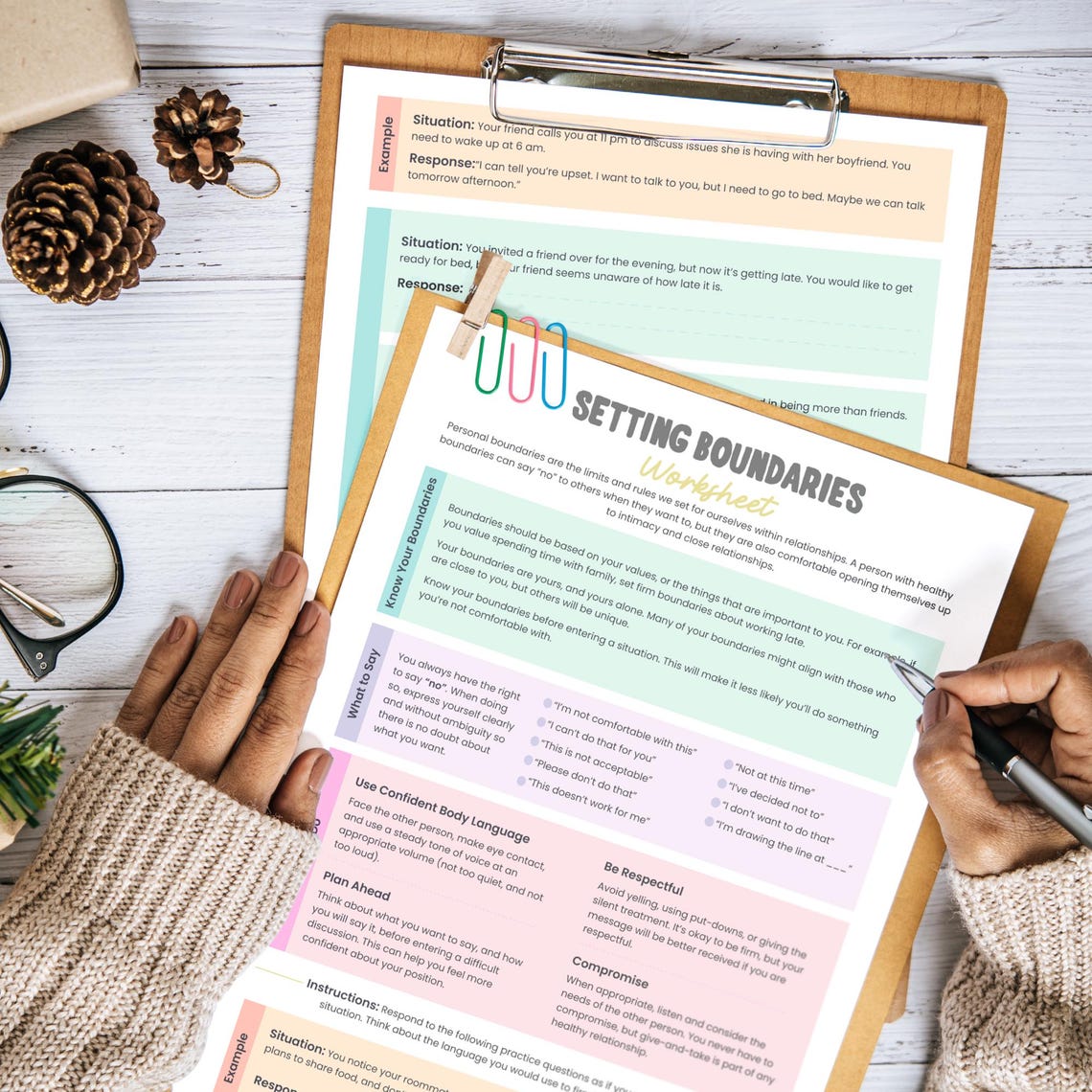 Setting Boundaries Worksheet | Fillable & Printable Workbook for ...