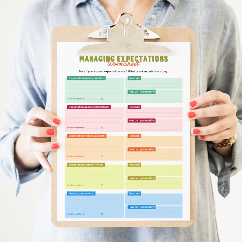 Managing Expectations Worksheet: CBT Therapy Activity (printable ...