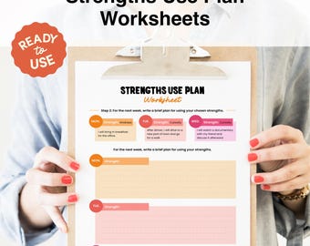 Strengths Use Plan Worksheet: CBT Therapy & Counseling Tool (Digital Download)