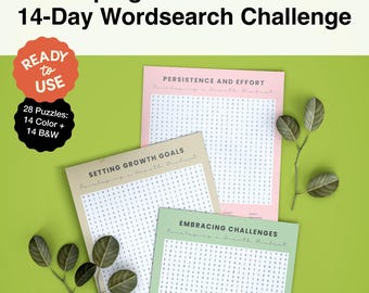 Developing a Growth Mindset-14 Word Search Puzzles | Printable | Classroom and Therapy activities | Positive Psychology | CBT | GoodNotes