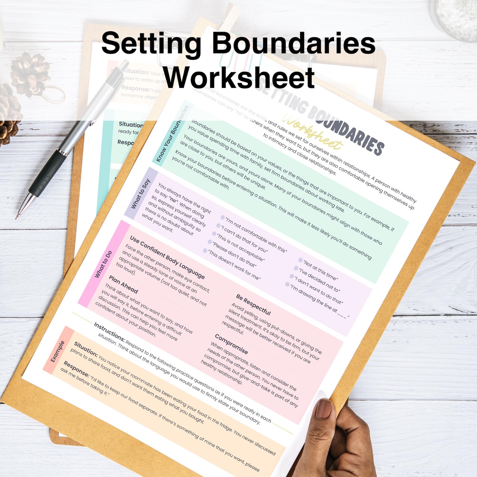 Setting Boundaries Worksheet | Fillable & Printable Workbook for ...