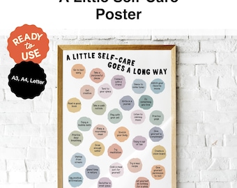 A Little Self-Care Poster | Therapy Office & Classroom Decor | CBT Mental Health Poster | Instant Download and Printable