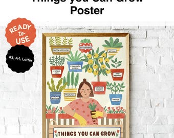 Positive Psychology Poster: Things You Can Grow - Therapy & Classroom Decor (PDF)