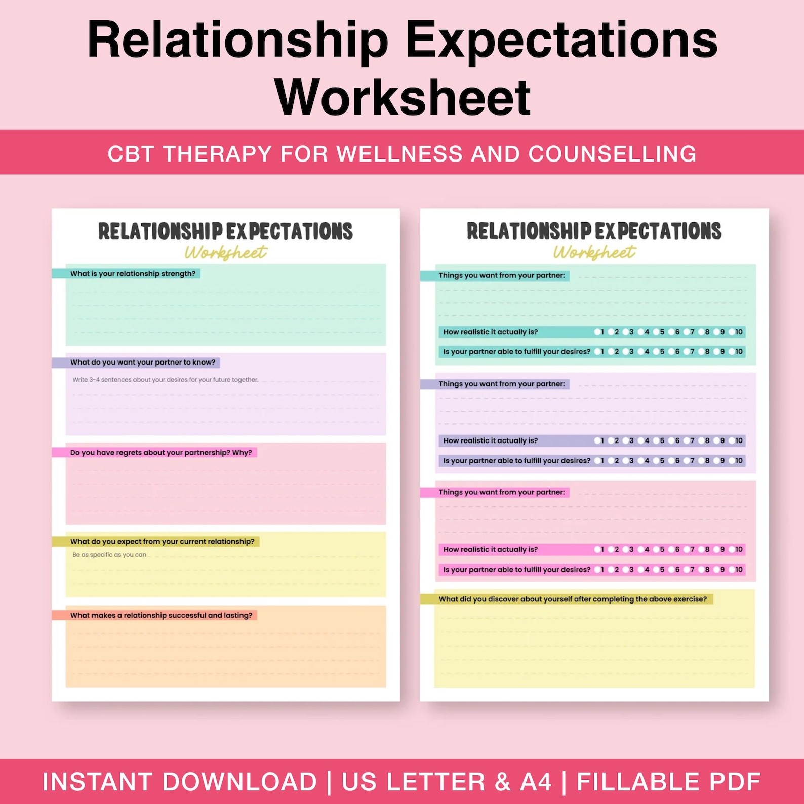 Relationship Expectations Worksheet Fillable and Printable Workbook