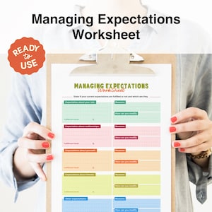Managing Expectations Worksheet: CBT Therapy Activity (Printable & Fillable PDF)