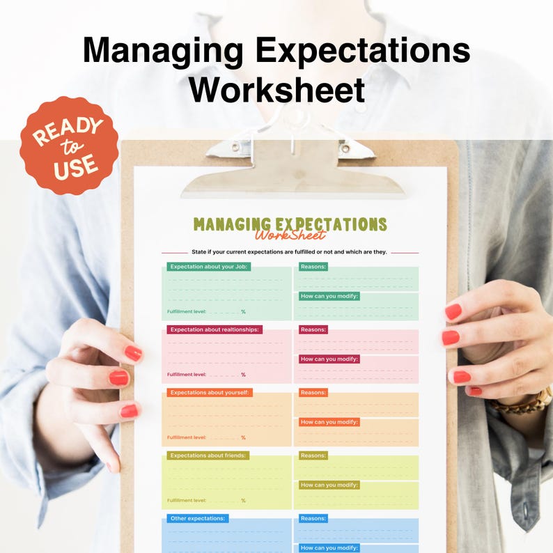 Managing Expectations Worksheet: CBT Therapy Activity (printable ...