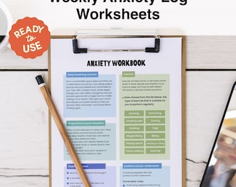 Weekly Anxiety Coping Worksheet: CBT Therapy Tool (Fillable & Printable)