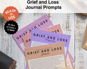 365 Journal Prompts for Grief and Loss | 12 Months of Journaling for Processing Loss and Finding Comfort | Instant Download, Printable