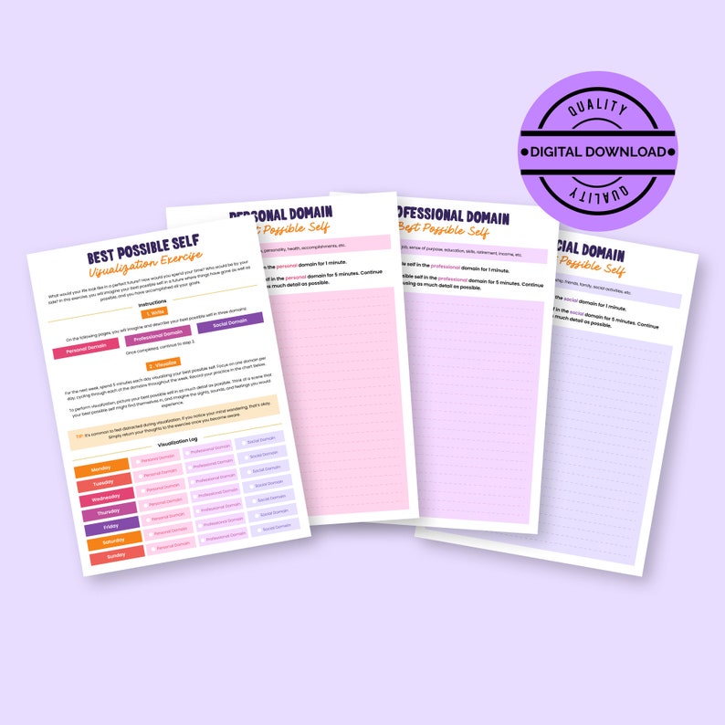 Best Possible Self Worksheet: Fillable Instant Download Printable Best Possible Self Worksheet: Fillable Instant Download Printable