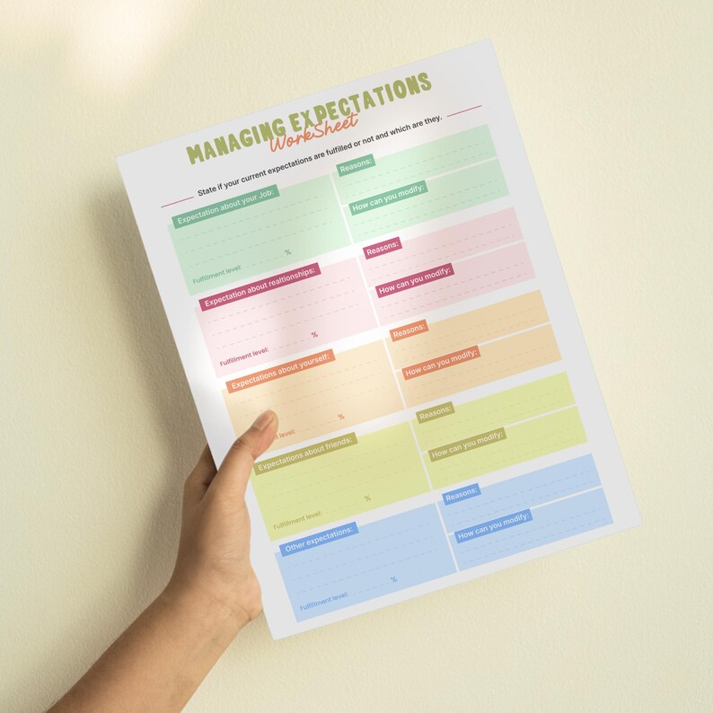 Managing Expectations Worksheet: CBT Therapy Activity (printable ...