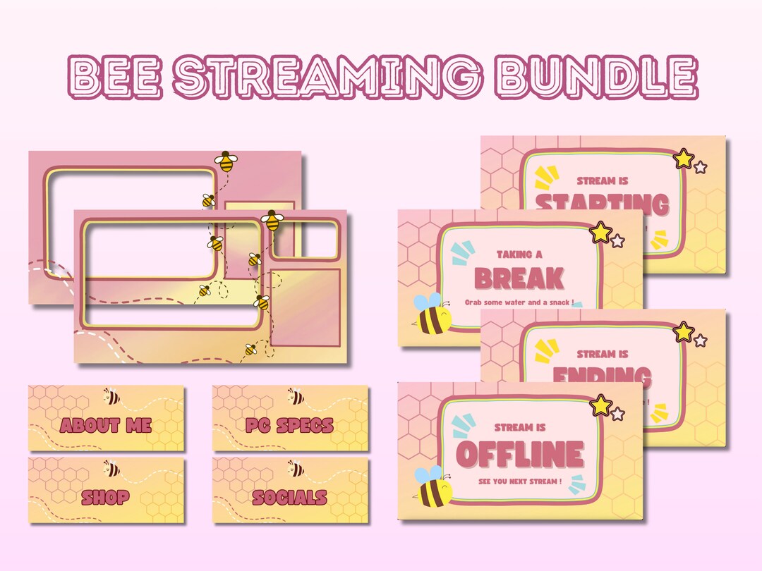 Kawaii Bee Animated Twitch Overlay Bundle Beehive Themed - Etsy UK