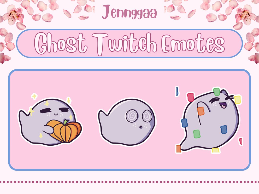 Kawaii Ghost Twitch Emote Cute Ghost Sub Badges Halloween Etsy