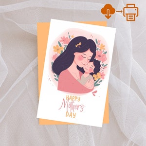 Biglietto per la festa della mamma stampabile/Biglietto per la festa della mamma/Biglietto per madre e figlio/Biglietto digitale/Biglietto d&#39;auguri/Biglietto scaricabile