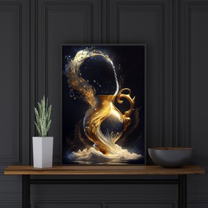 Wassermann | Wandkunst ZUM AUSDRUCKEN | Digitale Kunst Dekor | Sternzeichen | Herunterladbare AI-Kunst