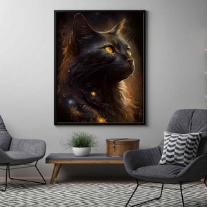 Cosmic Cat #4 | Wall Art PRINTABLE | Digital Art Decor | Cat Art | Downloadable AI Art