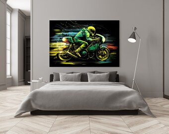 Catch Me If You Can | Wall Art PRINTABLE | Digital Art Decor | Motocycle Art | Downloadable AI Art