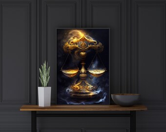 Libra | Wall Art PRINTABLE | Digital Art Decor | Zodiac | Downloadable AI Art