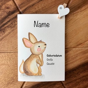 Watercolor card Gift birth bunny Personalized Original watercolor hand painted image 3