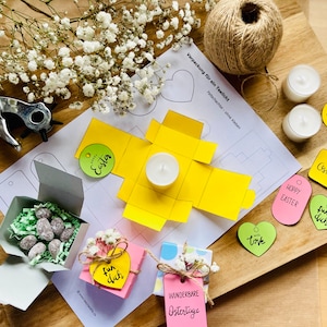Download PDF Bastelvorlage Teelichtverpackung, Verpackung für 1 Teelicht | Kerzenschachtel | Geschenk | Ostern