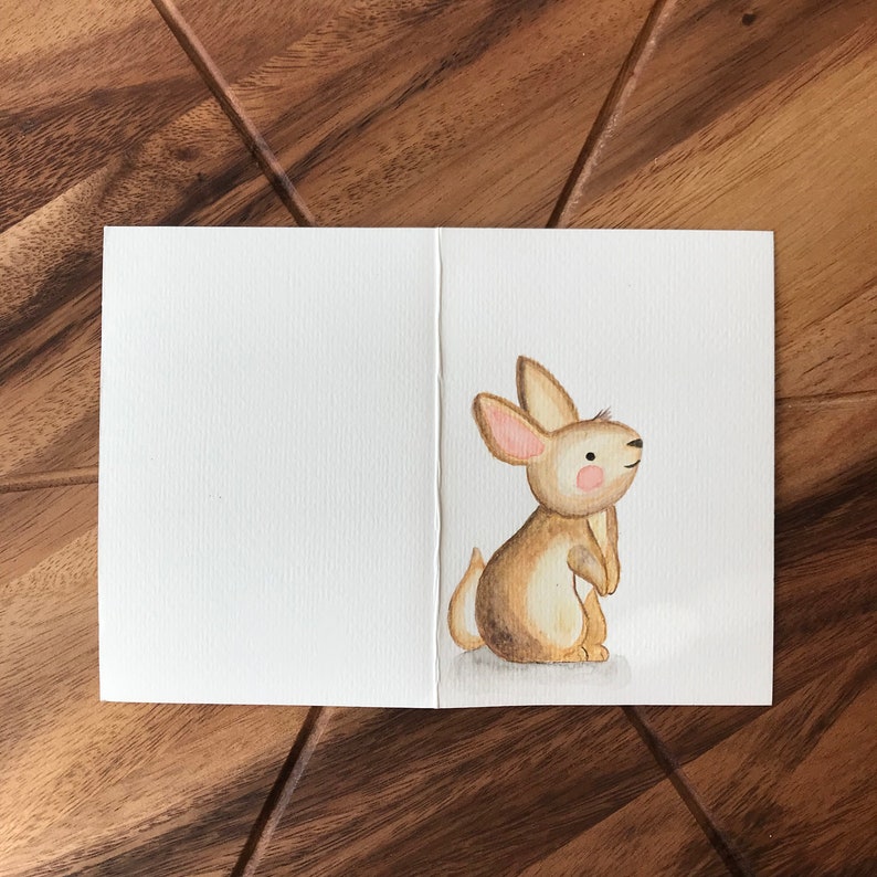 Watercolor card Gift birth bunny Personalized Original watercolor hand painted image 2