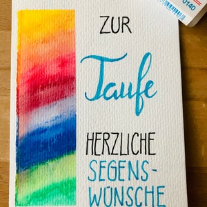 Handgemalte Karte zur Taufe | Klappkarte A6 | Geschenk | Personalisiert | Original Aquarell
