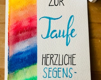 Handgemalte Karte zur Taufe | Klappkarte A6 | Geschenk | Personalisiert | Original Aquarell