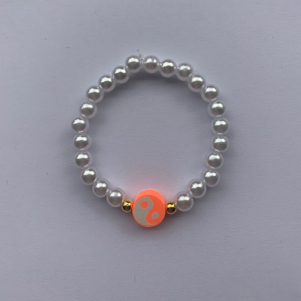 Bracelet perlé orange Ying yang