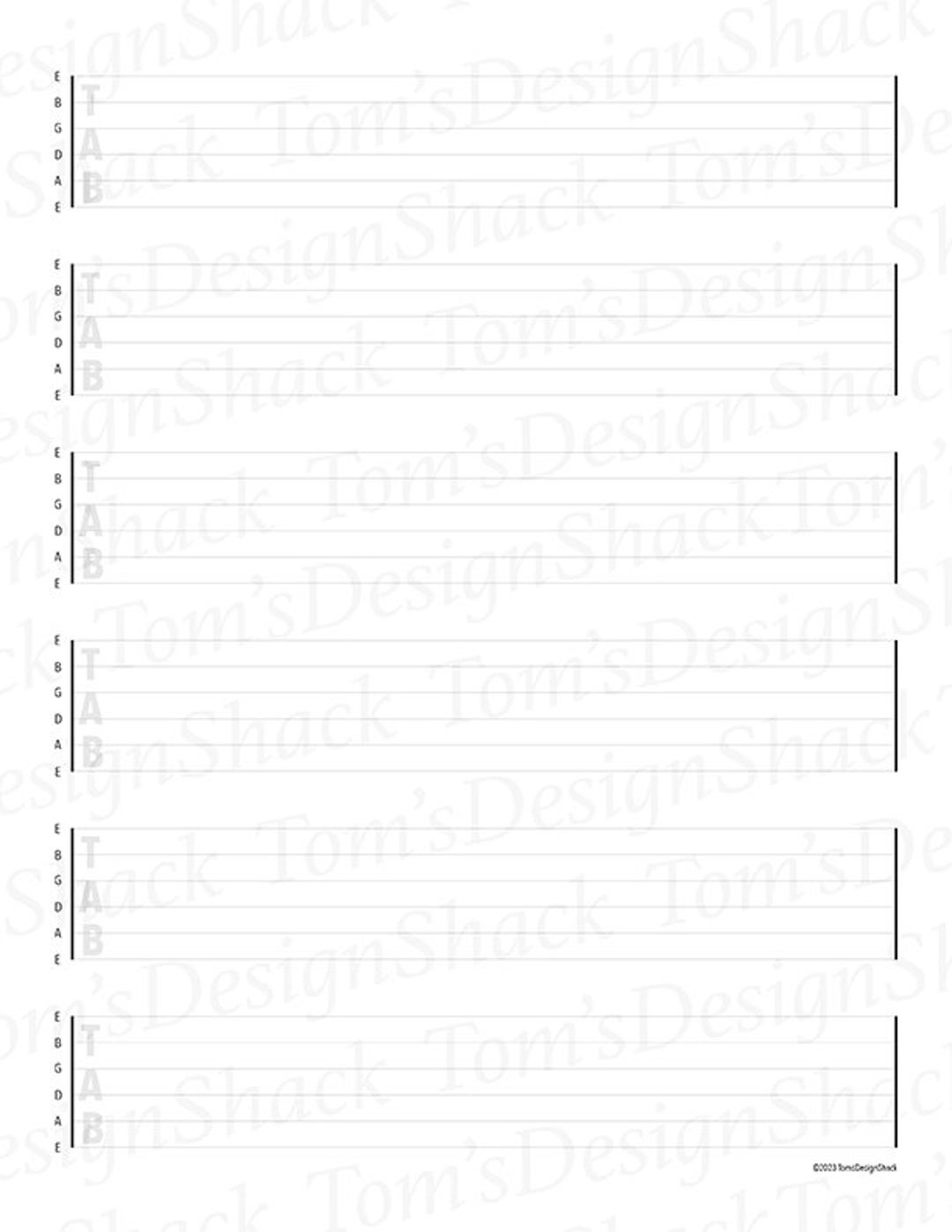 Blank Guitar Tablature Template 2 Etsy Blank Guitar Tablature Template 2 Etsy