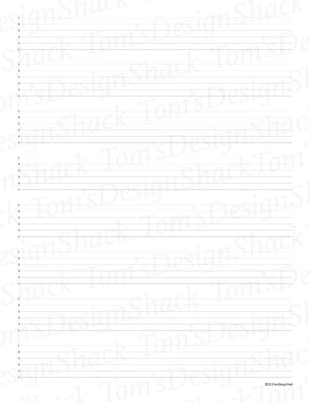 Blank Guitar Tablature Template Etsy