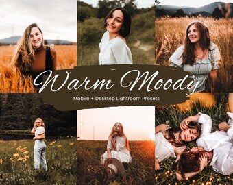 15 Warm Moody Lightroom Presets, Warm Tones, Moody Mobile Presets, Earthy Tones, Fall Blogger Presets, Moody Warm Presets Mobile 2023