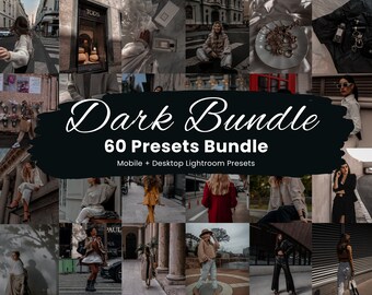 60 Dark Aesthetic Lightroom Presets Bundle, Instagram Dark Preset, Instagram Aesthetic filter, Lightroom Mobile Presets, Dark Moody Feed