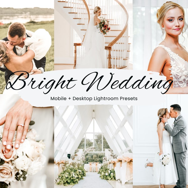 25 helle Lightroom-Presets für Hochzeiten, elegante Hochzeits-Presets, Hochzeits-Preset-Bundle, Lightroom Mobile-Presets, Hochzeits-Instagram-Filter