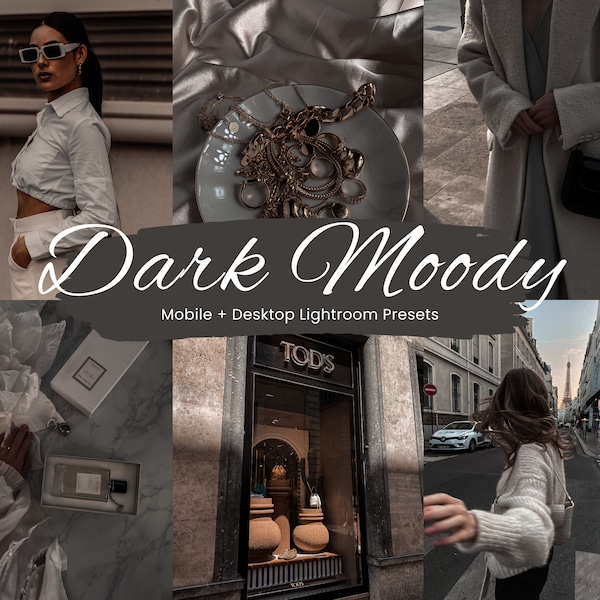20 préréglages Dark Moody Lightroom, préréglage sombre Instagram, filtre sombre, filtre esthétique Instagram, préréglages mobiles Lightroom, alimentation sombre