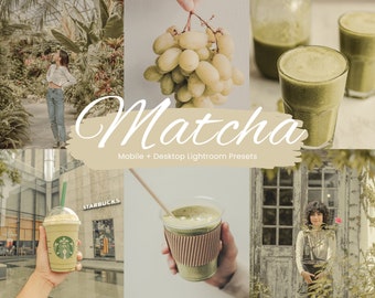 20 Matcha Lightroom Preset, Green Preset, Warm Instagram Filter, Lightroom Matcha Mobile Presets, Matcha Presets, Instagram Blogger Presets