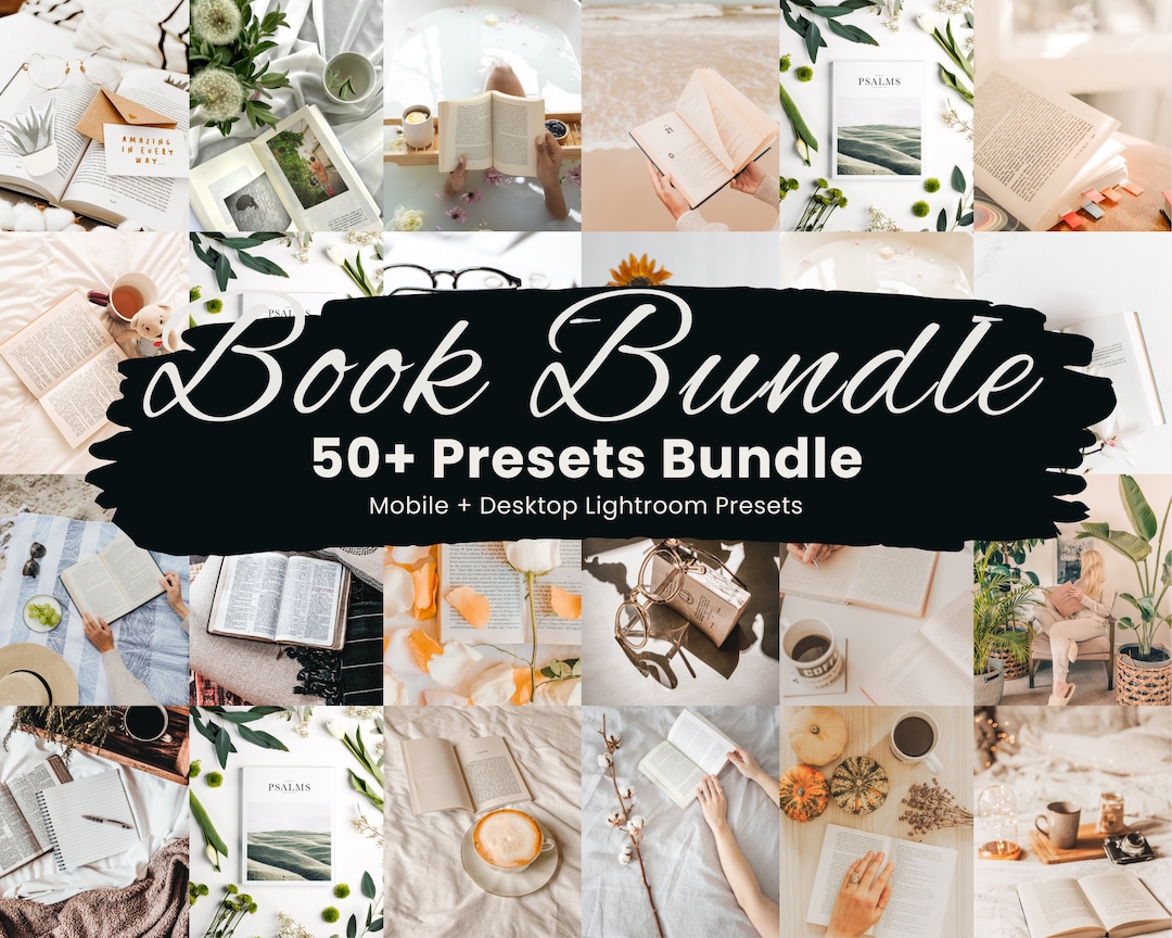 50 Bookstagram Lightroom Presets Bundle, Bookstagram Filter, Vintage