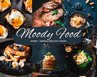 10 Moody Food Lightroom Presets, Food presets, Dark food presets, Food presets for Instagram, Mobile + Desktop, 2023