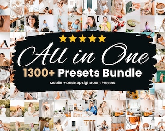 1300+ Lightroom Presets Bundle, Mobile & Desktop Presets, Instagram Filter, Infuencer Presets, Blogger Presets, Summer Presets, Warm Filters