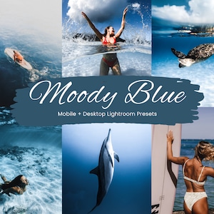 10 Moody Blue Lightroom Presets, Blue Presets, Moody Presets, Deep Blue Presets, Dark Blue Presets, Mobile + Desktop | 2023