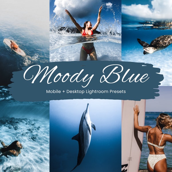 10 Moody Blue Lightroom Presets, Blue Presets, Moody Presets, Deep Blue Presets, Dark Blue Presets, Mobile + Desktop | 2023