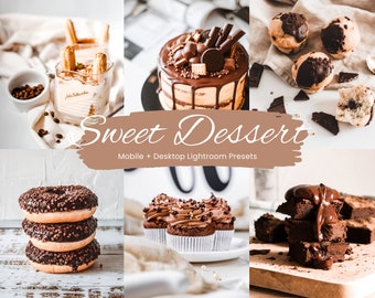 15 Sweet Dessert Lightroom Mobile Presets, Chocolate Instagram Filter, Food Blogger Presets, Bright Mobile Presets, Tasty Food Presets