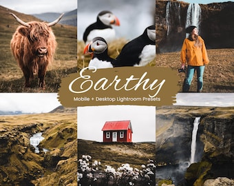 10 Cinematic Earthy Lightroom Presets, Iceland, Moody Nature, Earthy Landscape, Mobile + Desktop, 2023