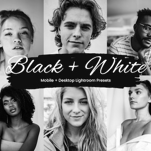 10 Black & White Lightroom Presets, Portrait presets, People presets, Black and white presets, Mobile + Desktop, 2023