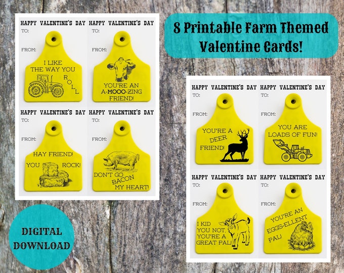 Printable Kids Valentine Cards for Classroom Exchange, Farm Them Kids ...