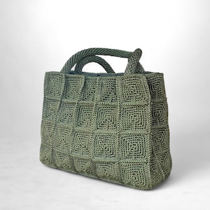 Minimalistische Gehäkelte Handtasche, Einzigartige Rechteckige Stricktasche, Quadratische Muster Patchwork Handgelenktasche, Benutzerdefinierte Farbe Vielseitige Schultertasche