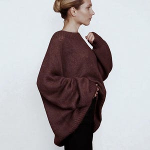 Oversized chenilletrui, pluizige damestrui, dikke cocontop, tuniek - handgebreid in de EU, alpacawol en mohair, 44 kleuren