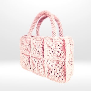 Gehäkelte Blumenhandtasche, einzigartige Minimalist-Stricktasche, klassische quadratische Muster-Umhängetasche, handgemachte benutzerdefinierte vielseitige Frauentasche, Geschenk für sie