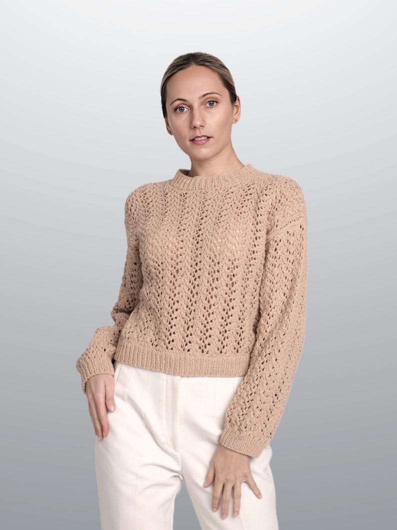 CAMEL PEARL KNIT SWEATER TOP main image 0