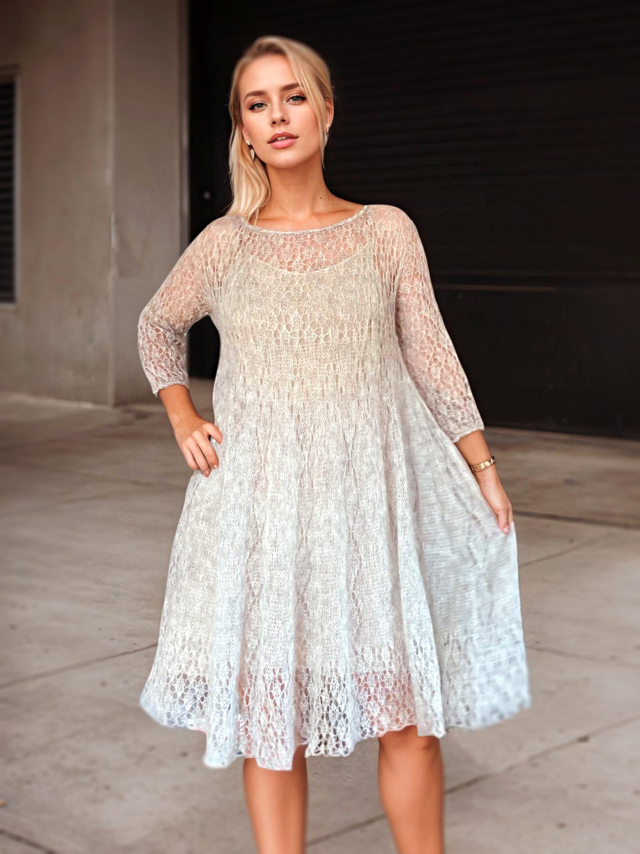 Crochet Mohair Knit Midi Dress - Etsy